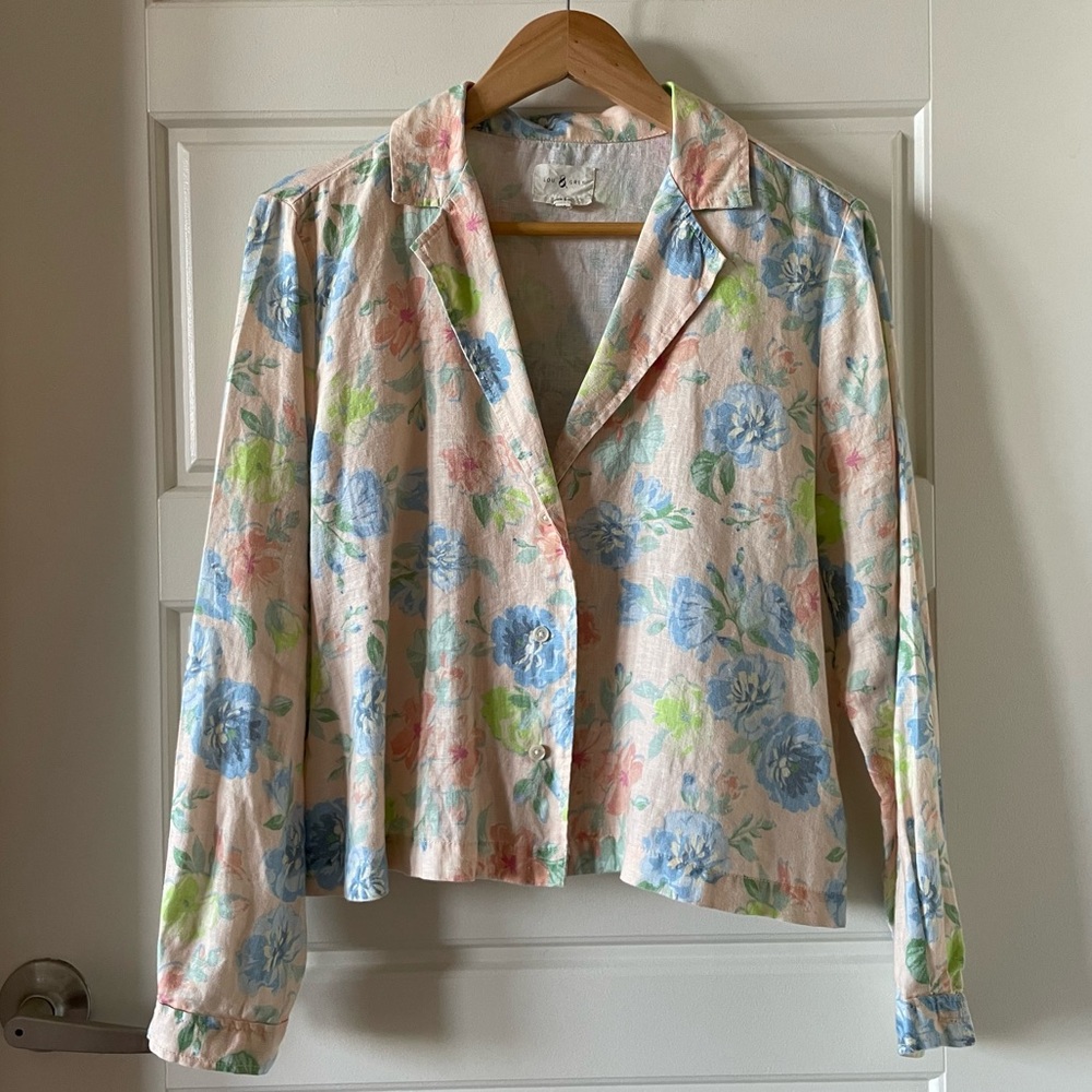 Lou & Grey Flora Linen Shirt in Amber Light Size Medium